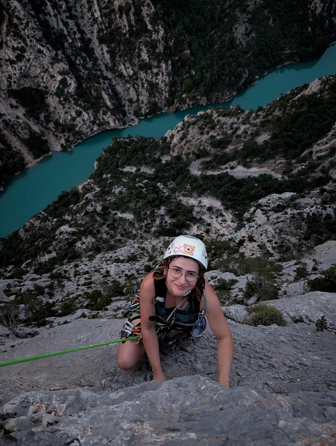 Escalade grande voie aux Gorges du Verdon en corde tendue