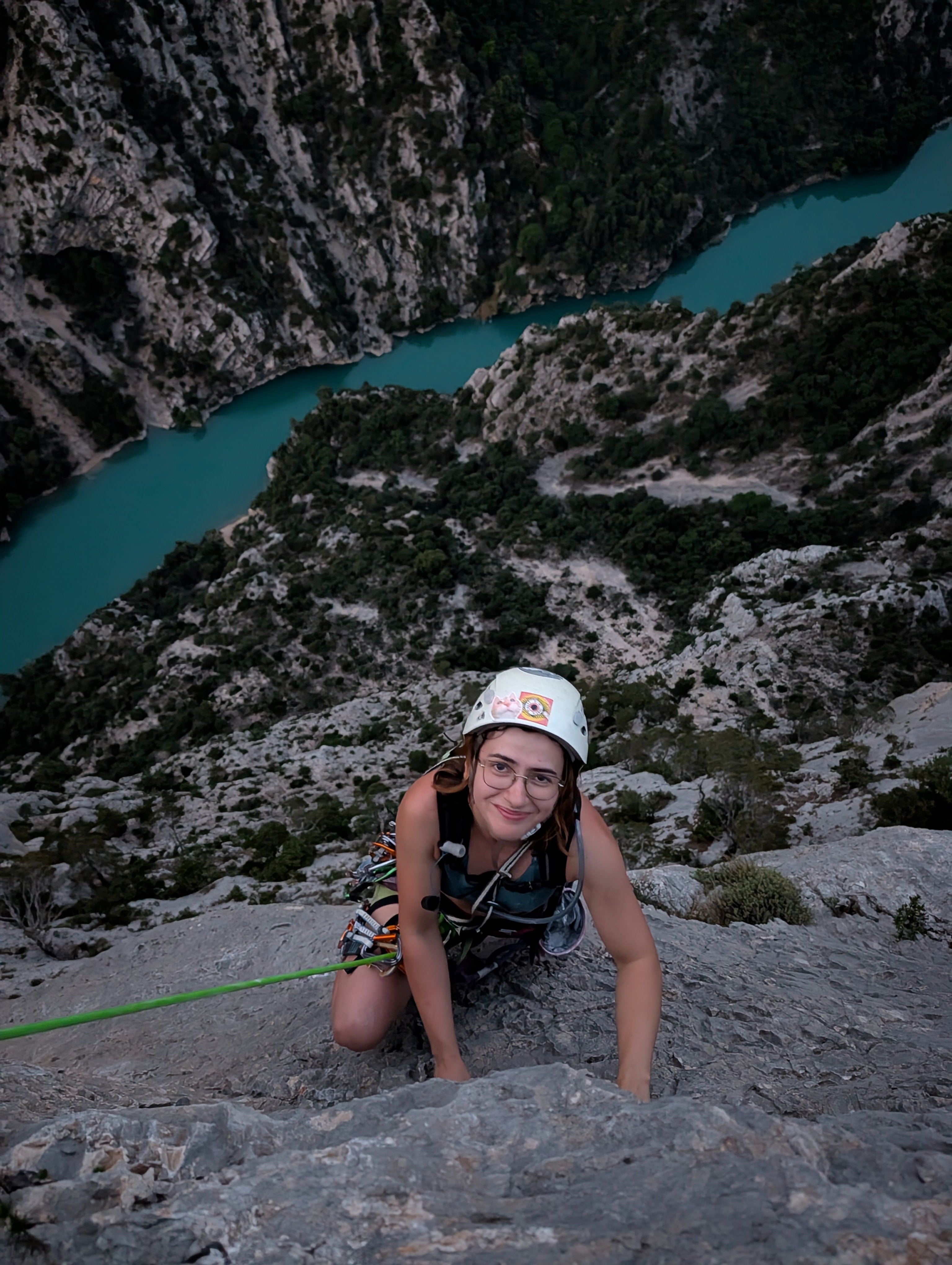 Escalade grande voie aux Gorges du Verdon en corde tendue