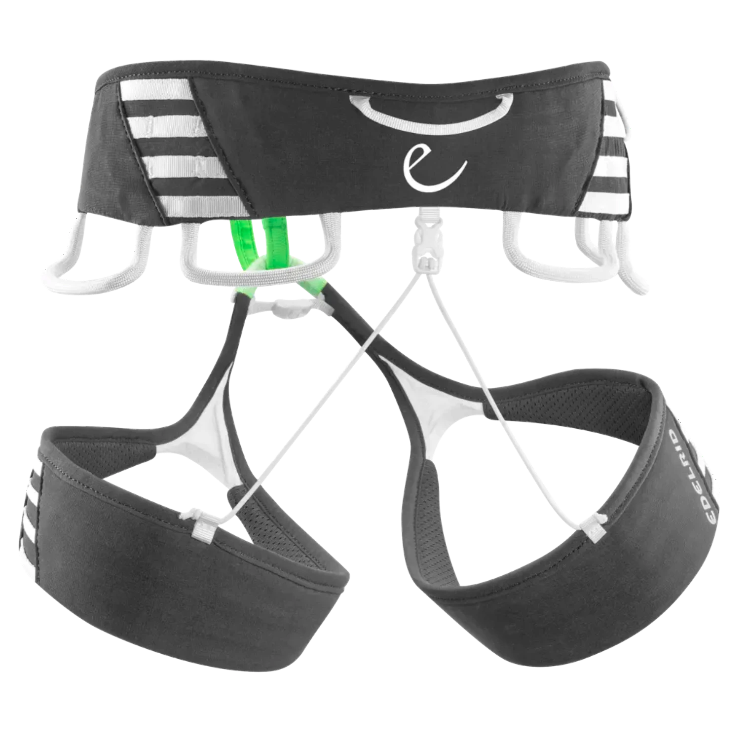 Arnés de escalada ultraligero 4c+ Ace en color negro con tecnología 3D-Vent Lite para alpinismo y escalada en hielo.