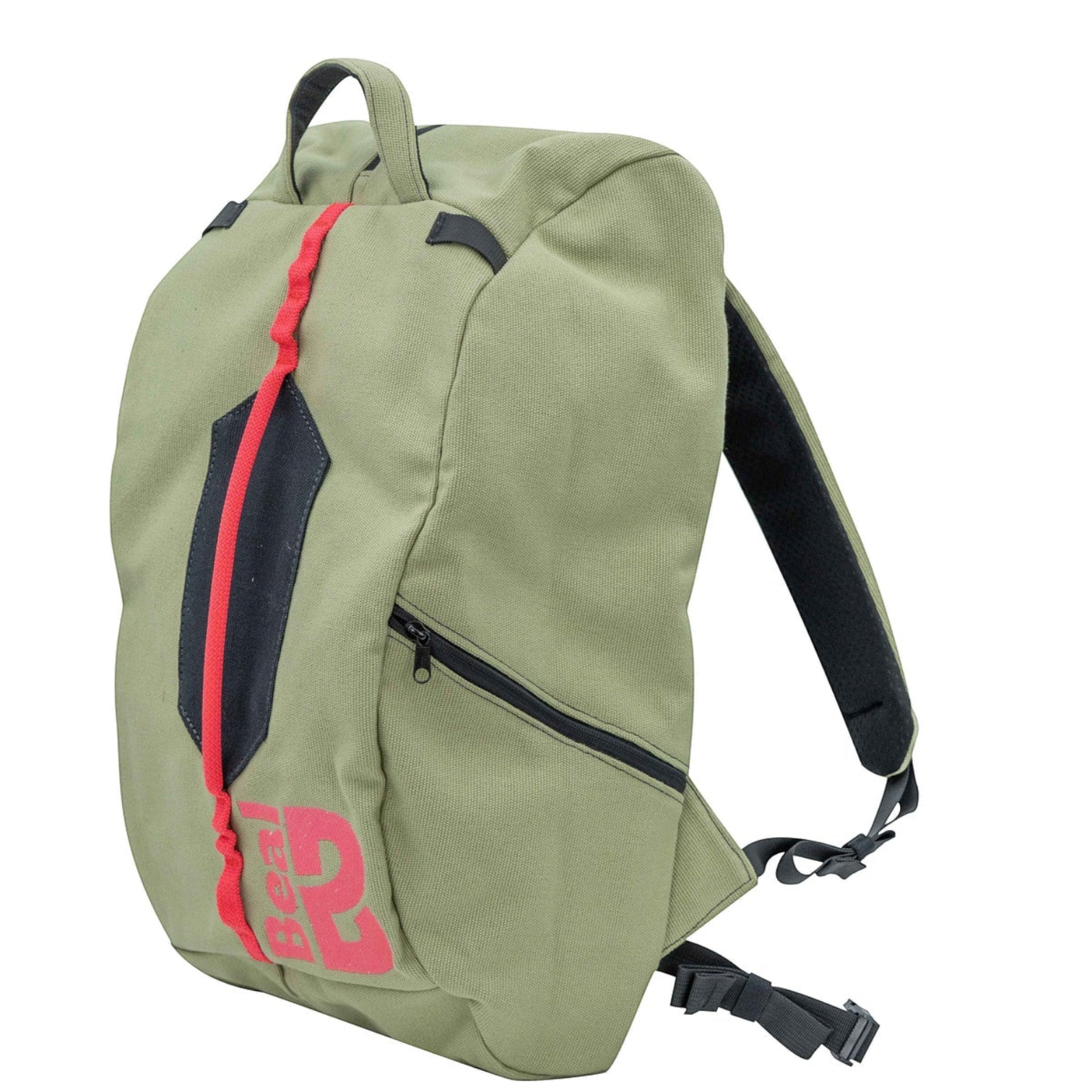 Sac à corde d'escalade 4c+ Beal Combi Cliff II vert olive avec bretelles ajustables et poche zippée