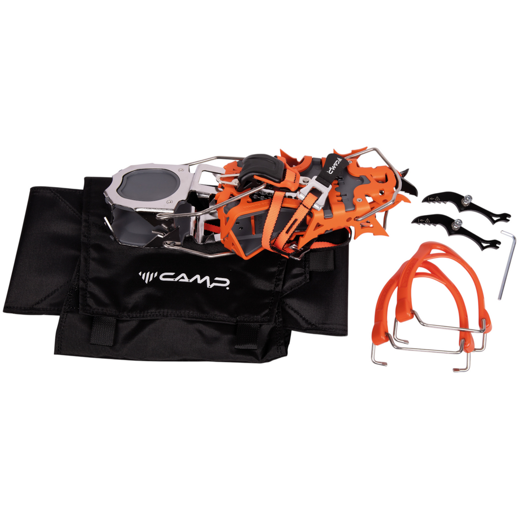 Crampons techniques 4c+ CAMP Blade Runner avec pointes en acier Sandvik Nanoflex, housse et accessoires inclus