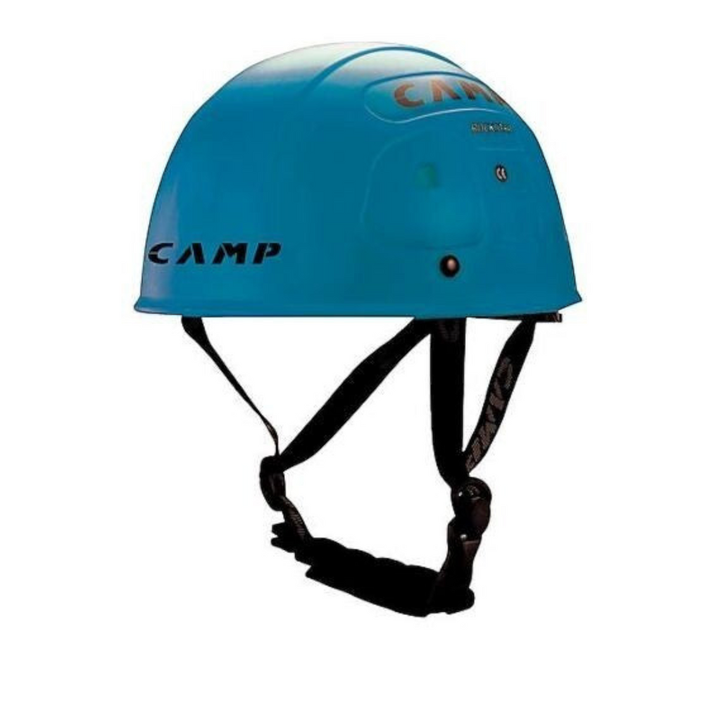 Casque d'escalade et d'alpinisme 4c+ CAMP Rockstar bleu robuste avec système de réglage et fixations pour lampe