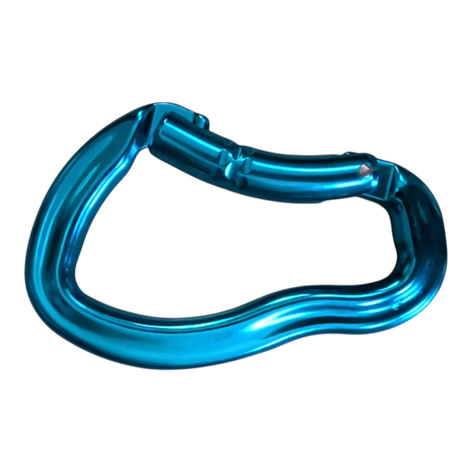 Mosquetón de escalada 4c+ Ergo Bent Gate azul de aluminio con forma en D y sistema Keylock para mayor seguridad