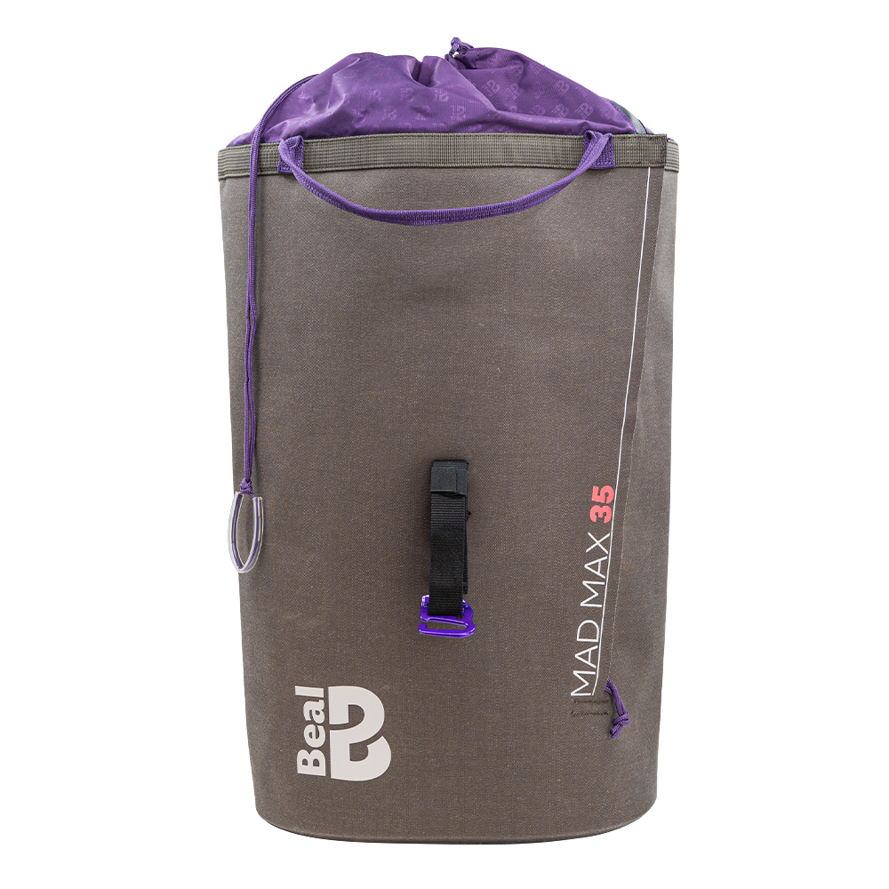 Mochila técnica 4c+ Beal Mad Max 35 de 35 litros en color gris oscuro, ideal para escalada y trabajos en altura.
