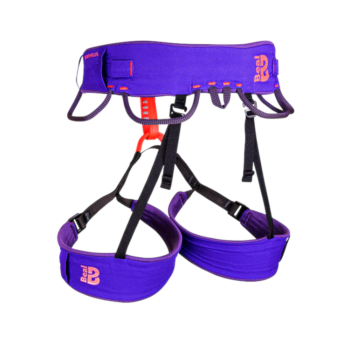 Harnais d'escalade ultra-léger 4c+ Morpheus de Beal en violet avec rembourrage ergonomique et trois boucles