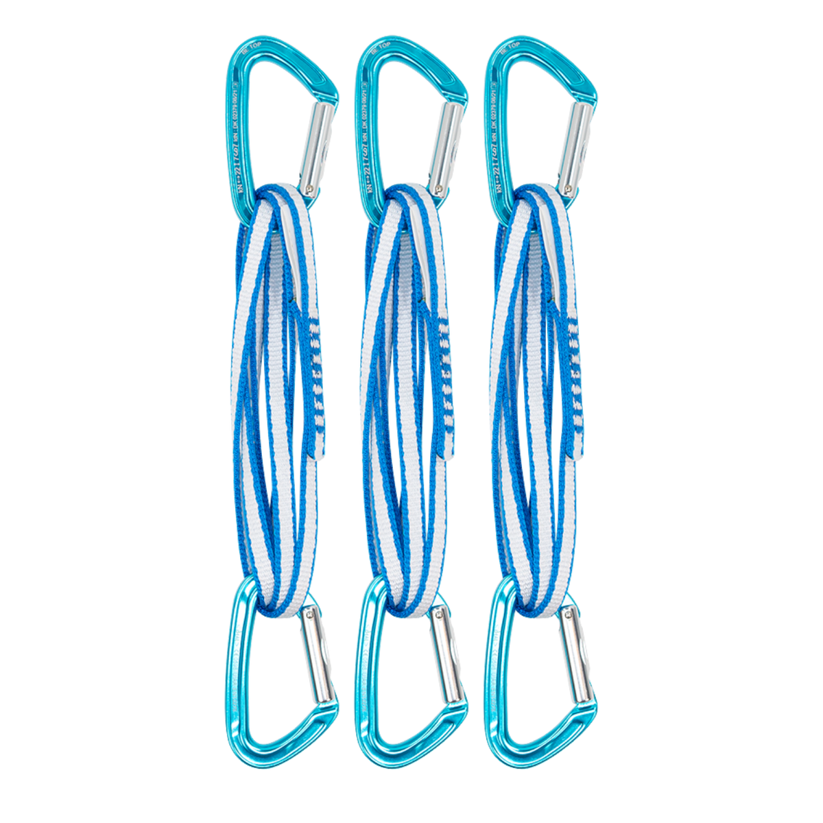 Pack de 3 sangles extensibles Beal Alpi 60cm avec mousquetons bleus, idéales pour l'alpinisme chez 4c+