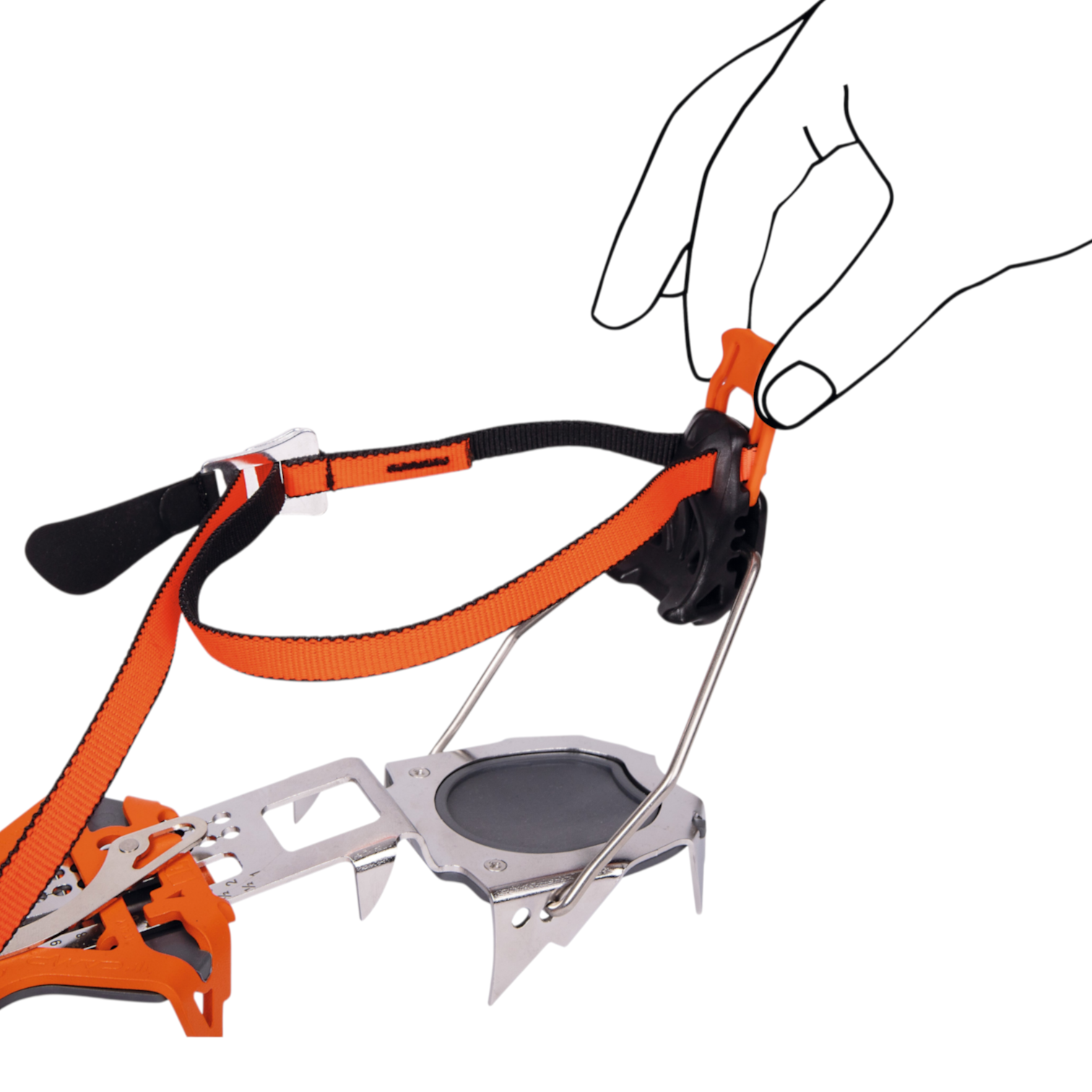 Crampon technique 4c+ Blade Runner avec sangle orange et pointes en acier Sandvik Nanoflex pour cascade de glace