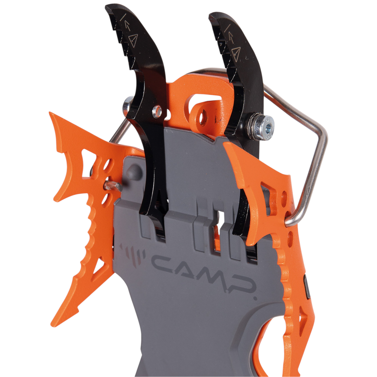 Crampon technique 4c+ CAMP Blade Runner avec pointes en acier Sandvik Nanoflex orange et gris pour cascade de glace
