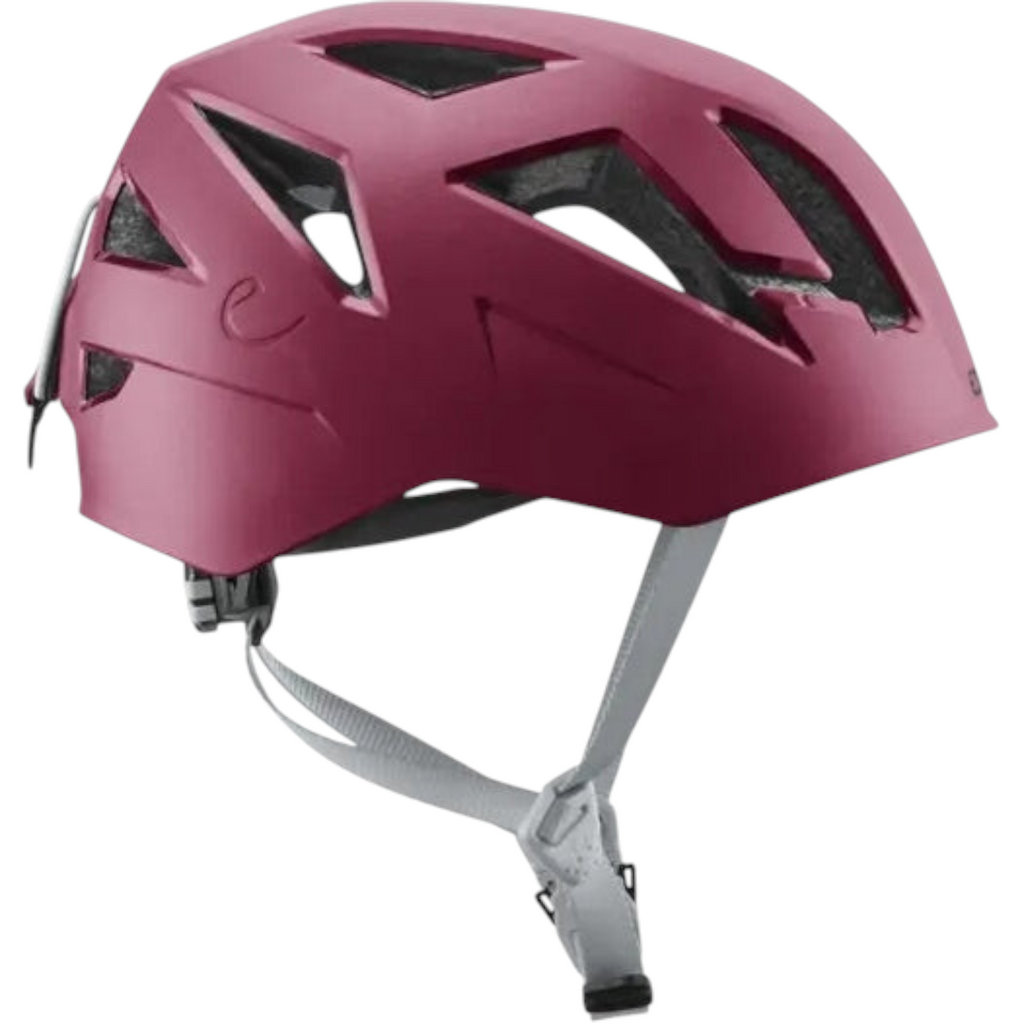 Casque d'escalade 4c+ Edelrid Zodiac II rouge bordeaux avec aérations latérales et système de réglage Wing-Fit