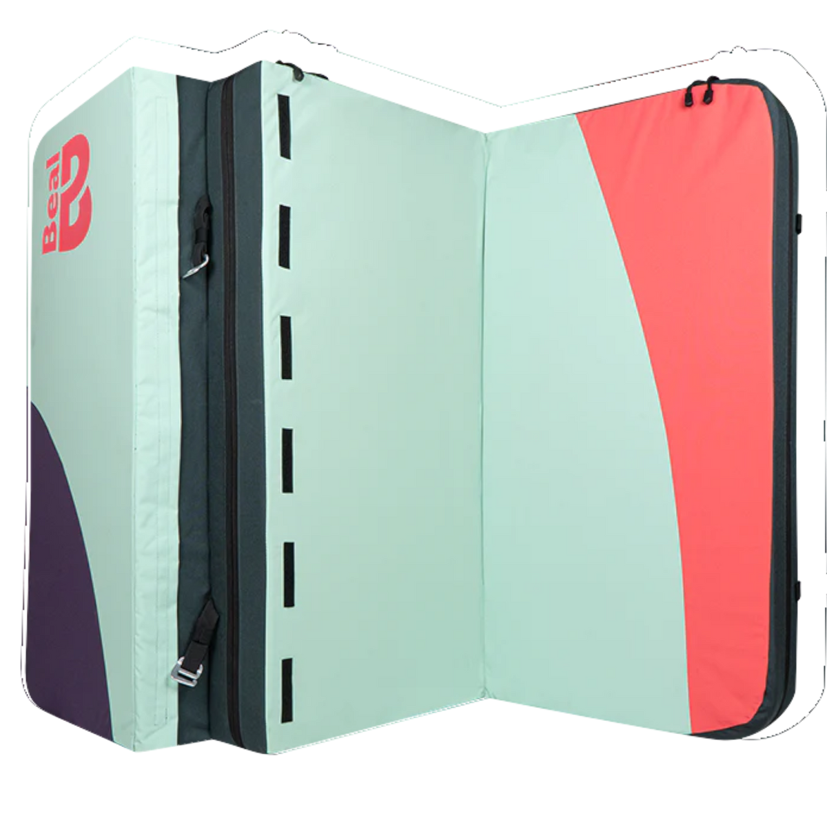 Crash pad Beal Triple Air Light 4c+ vert menthe et corail avec construction trois panneaux pour l'escalade