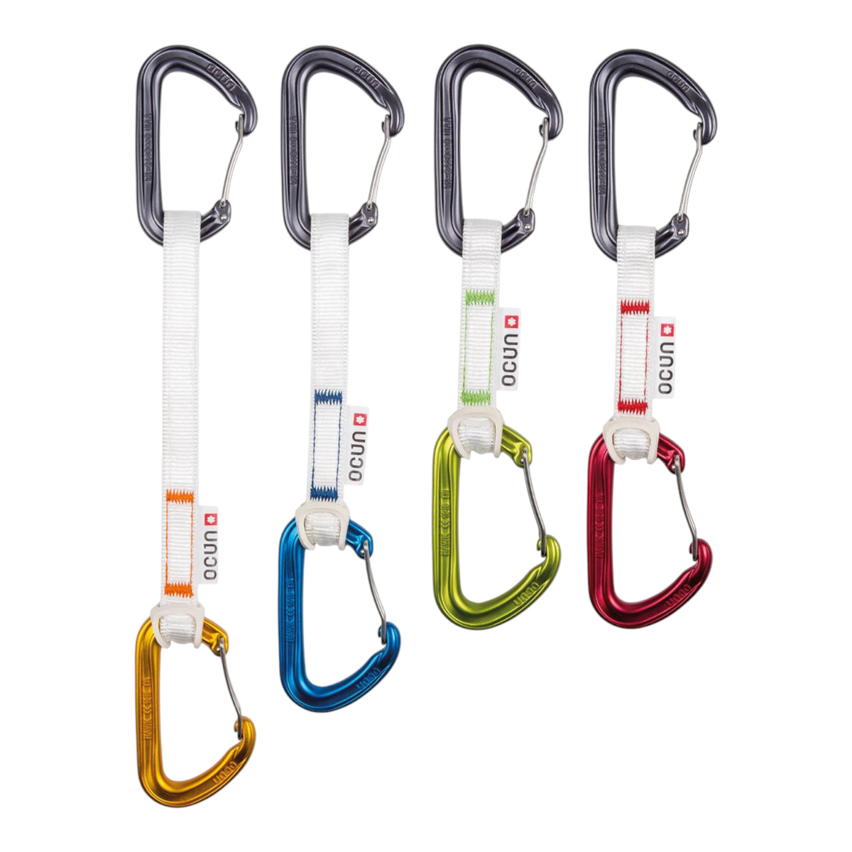 Dégaines d'escalade 4c+ Ocun Hawk QD Wire avec sangle en Dyneema bio-sourcé et mousquetons colorés légers