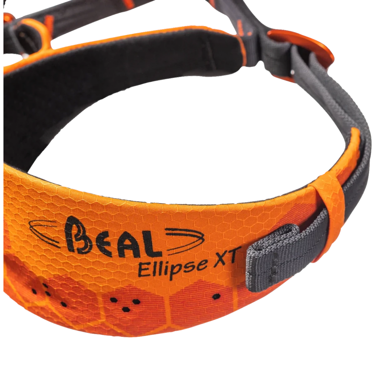 Harnais d'escalade Beal Ellipse XT orange et gris de 4c+ avec rembourrage ergonomique et boucles de réglage