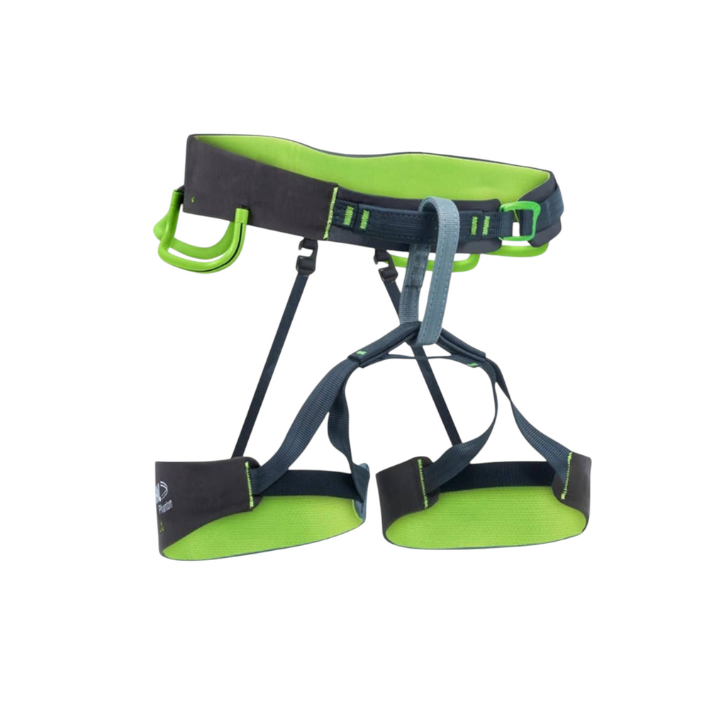 Harnais d'escalade Beal Phantom 4c+ noir et vert avec technologie Web-Core pour un confort optimal en falaise