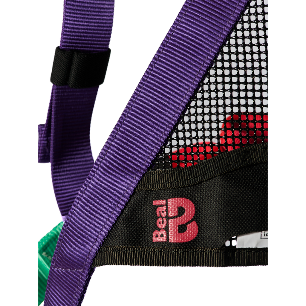 Harnais d'escalade complet pour enfant 4c+ Beal Bambi II avec sangle violette et filet de protection noir