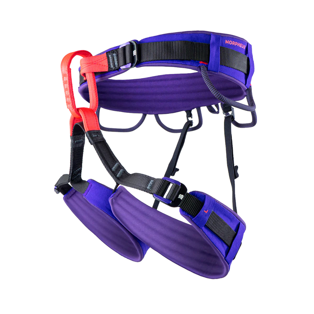Harnais d'escalade technique 4c+ Morpheus violet ultra-léger avec boucles ergonomiques et point d'encordement rouge