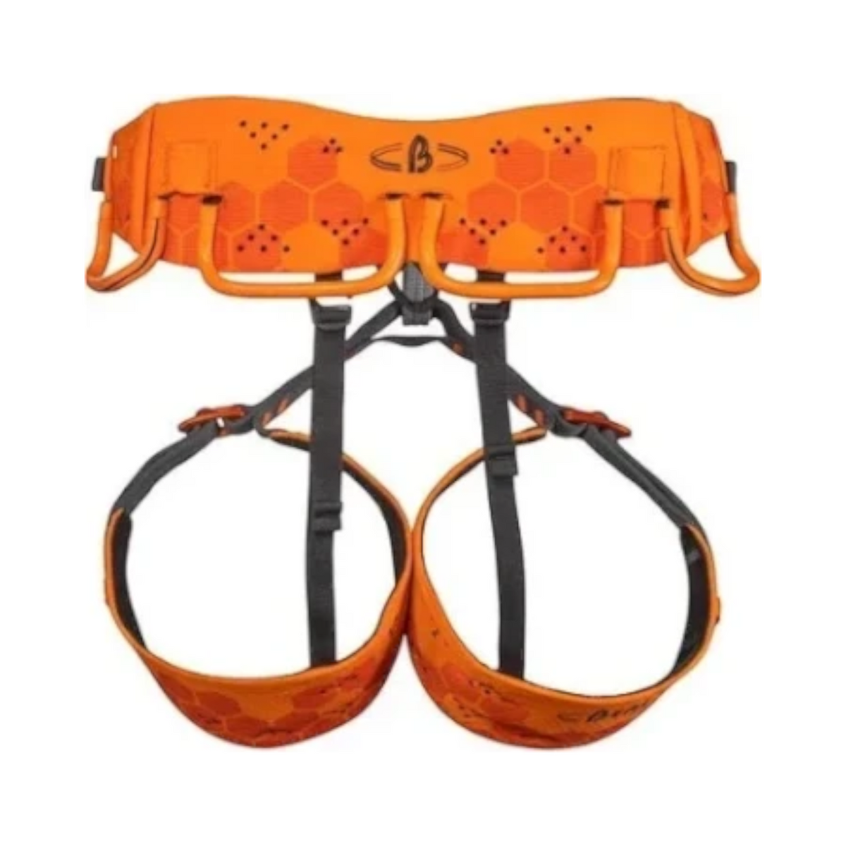 Harnais d'escalade orange Beal Ellipse XT avec ceinture rembourrée et porte-matériel rigides chez 4c+