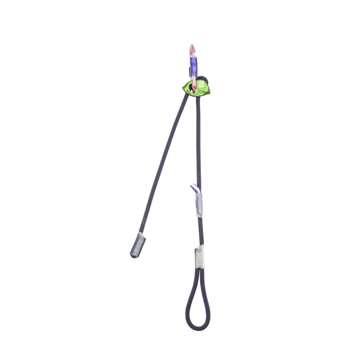 Longe double réglable 4c+ Expresso Fit en corde polyamide violette avec mousqueton automatique et anneau en Dyneema