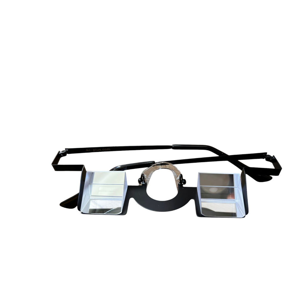 Lunettes d'assurage 4c+ noires avec prismes pour escalade, légères et confortables pour une visibilité optimale.