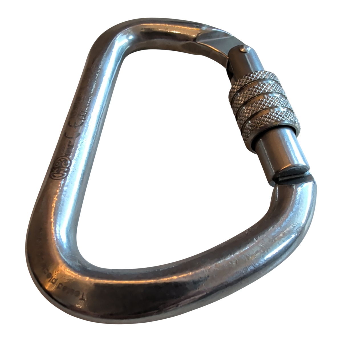Mosquetón 4c+ en forma de D de acero inoxidable AISI 316 pulido con cierre de rosca y sistema Keylock