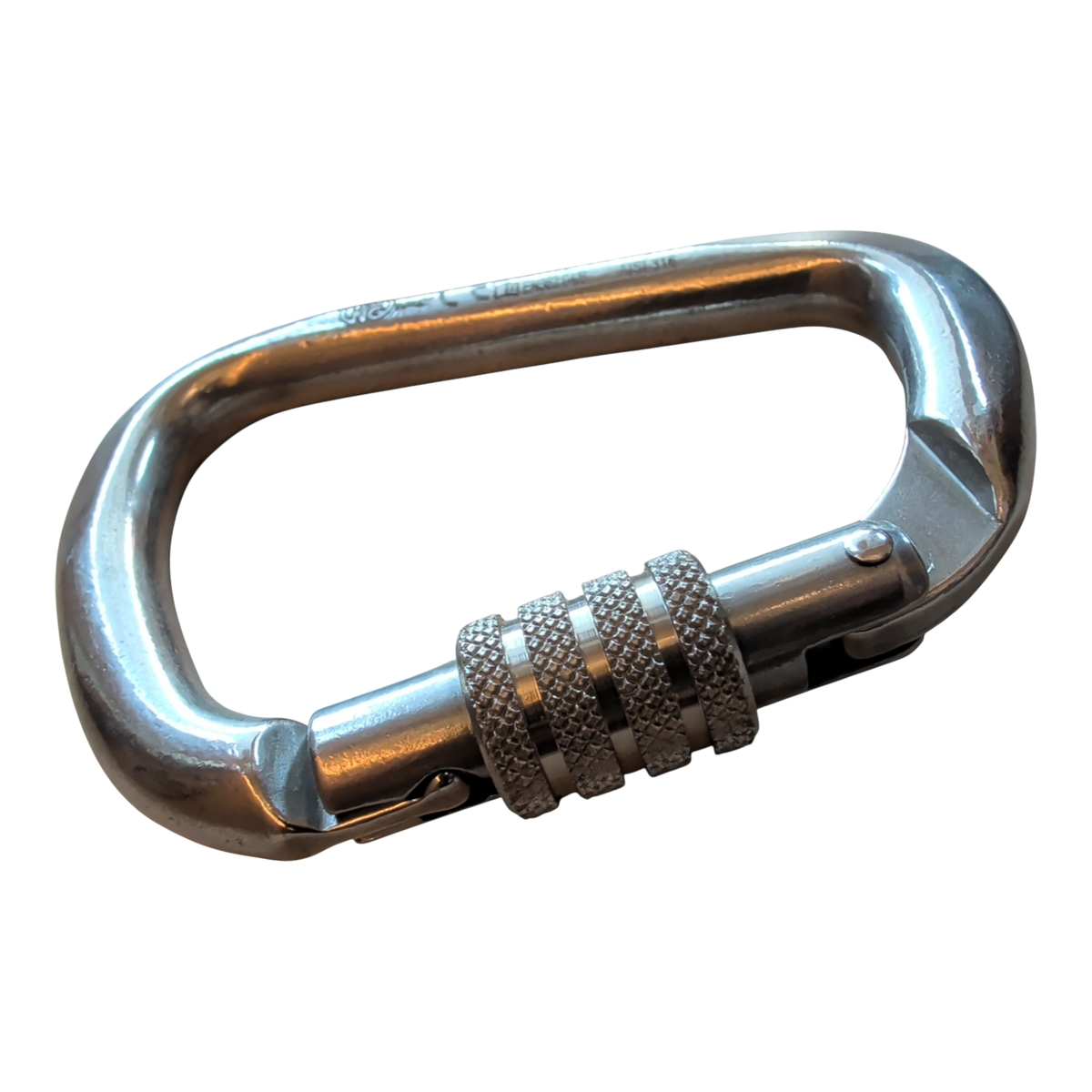Mosquetón en forma de D 4c+ de acero inoxidable AISI 316 pulido con cierre de rosca y sistema Keylock