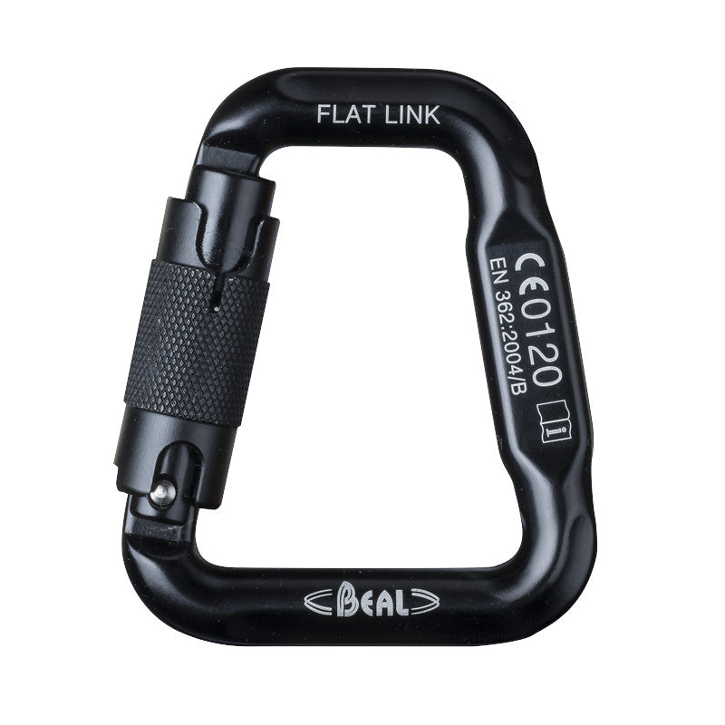 Mousqueton de sécurité 4c+ Flat Link Bi-Matic en aluminium noir avec verrouillage automatique double action