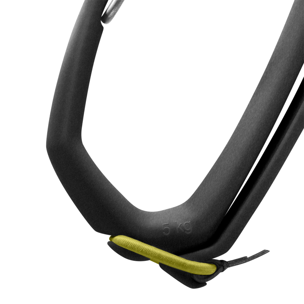 Mousqueton porte-matériel 4c+ SM-Clip 3R negro de poliamida reciclada con detalle de cuerda verde para escalada
