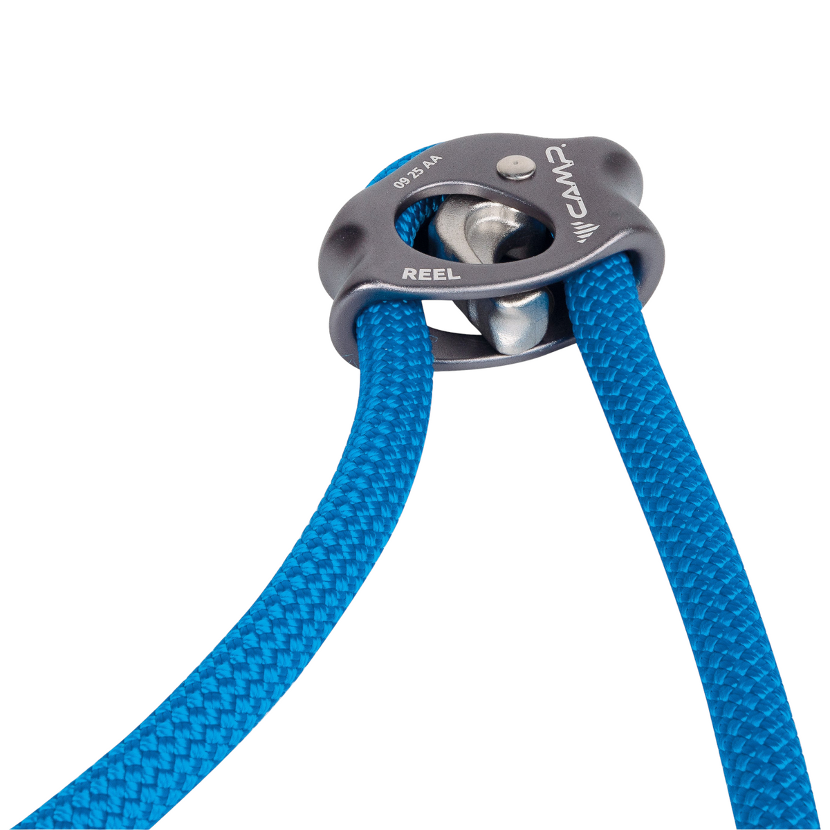 Outil de gestion de corde CAMP Reel 100 cm gris avec corde bleue, disponible chez 4c+