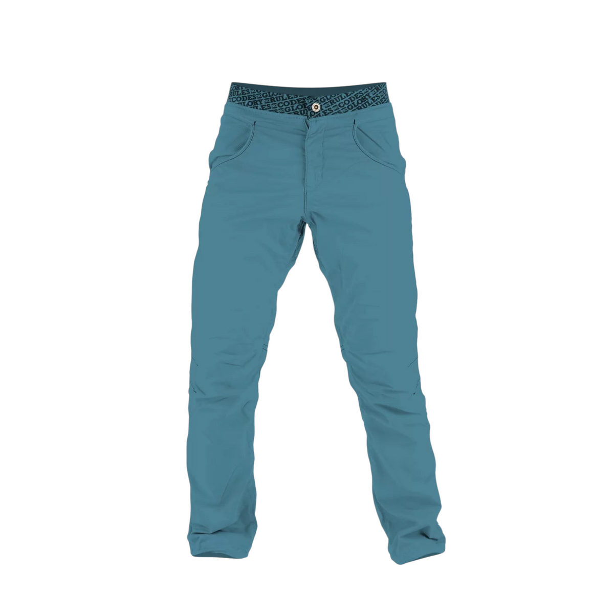 Pantalon d'escalade bleu 4c+ NOGRAD Sahel en coton stretch avec ceinture Magic Belt et genoux préformés