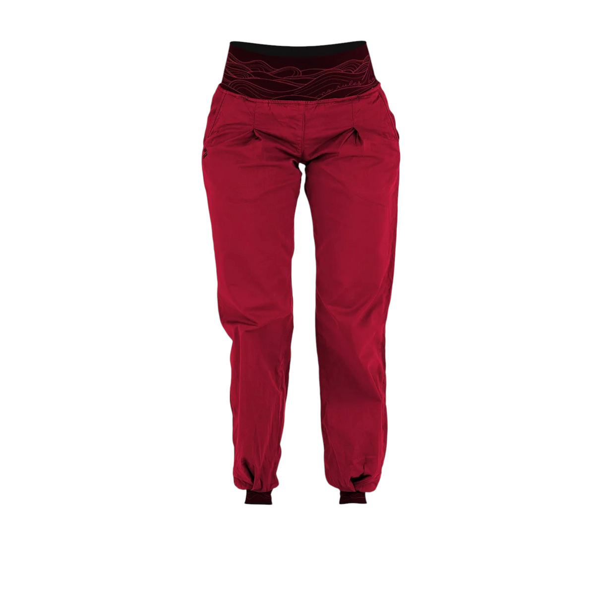 Pantalon d'escalade 4c+ Dune pour femme rouge avec ceinture large en lycra et chevilles resserrées