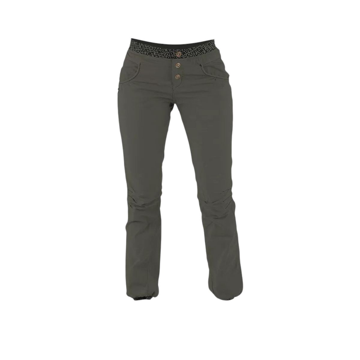 Pantalon d'escalade 4c+ Sahel pour femme en tissu gris résistant avec ceinture élastique logotée et coupe ergonomique