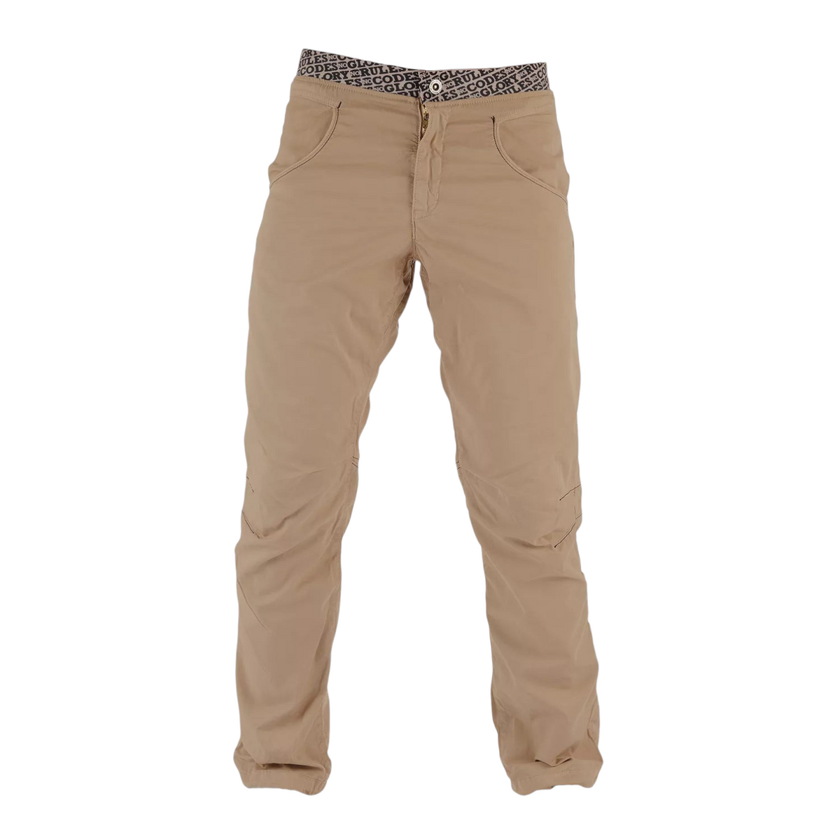 Pantalon d'escalade Sahel pour homme 4c+ en coton stretch beige avec ceinture imprimée et genoux préformés