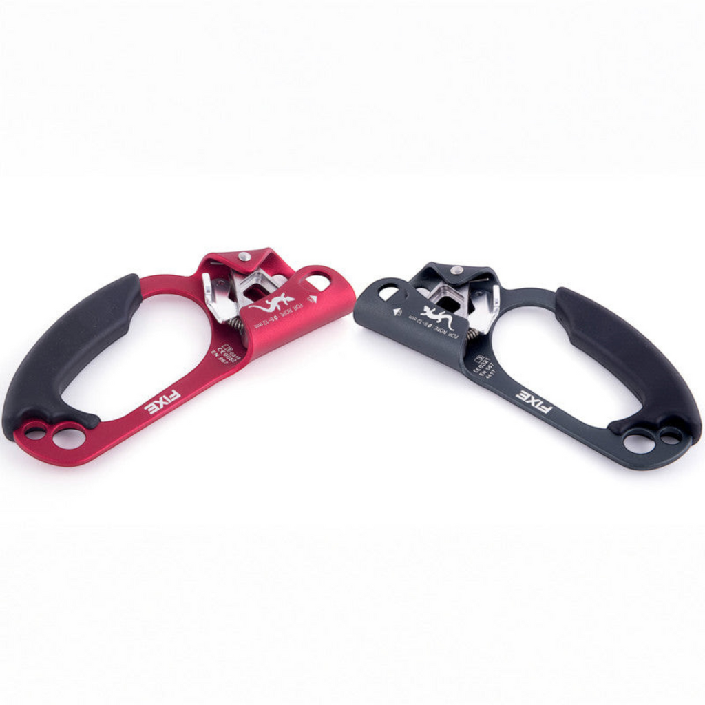 Poignées bloquantes 4c+ Ascender Capitan rouge et grise avec poignée ergonomique antidérapante pour escalade