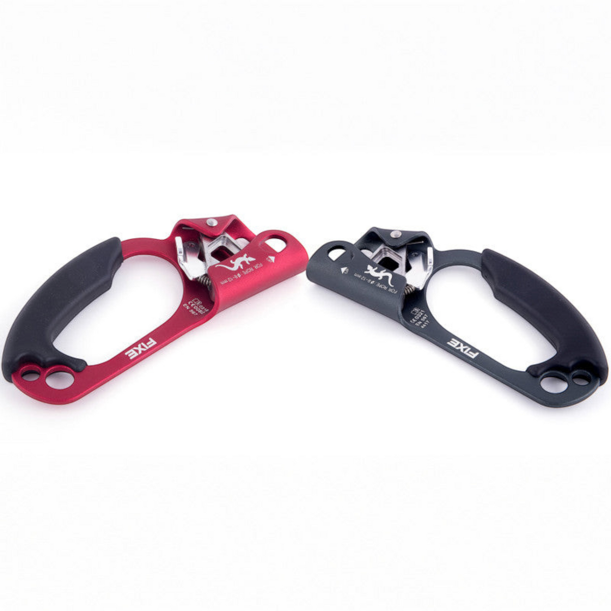 Poignées bloquantes 4c+ Ascender Capitan rouge et grise avec poignée ergonomique antidérapante pour escalade