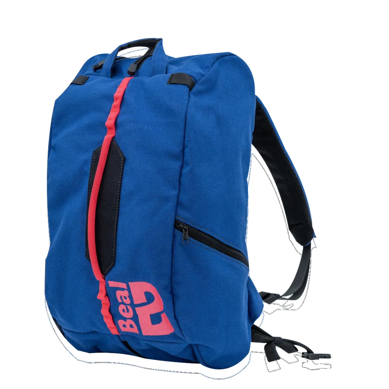 Sac à corde d'escalade bleu 4c+ Beal Combi Cliff II avec bretelles ajustables et poche zippée pour matériel