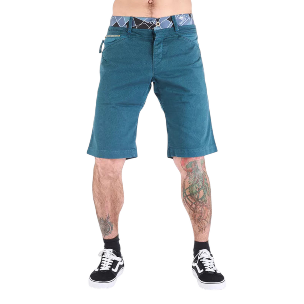 Short d'escalade 4c+ Yaniro bleu pétrole stretch avec ceinture Magic Belt intégrée et poches fonctionnelles