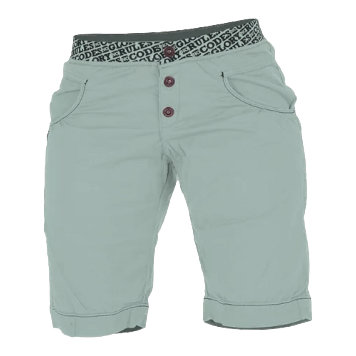 Short d'escalade 4c+ Sahel pour femme en coton vert clair, coupe au genou avec ceinture élastique à motifs