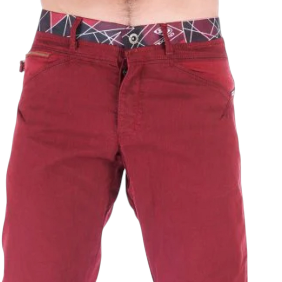 Short d'escalade 4c+ Yaniro rouge pour homme avec ceinture élastique à motifs et poches fonctionnelles