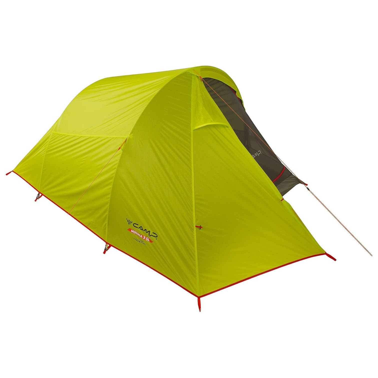 Tente tunnel 4c+ CAMP Minima 3 SL jaune fluo ultralégère pour trois personnes en nylon Ripstop