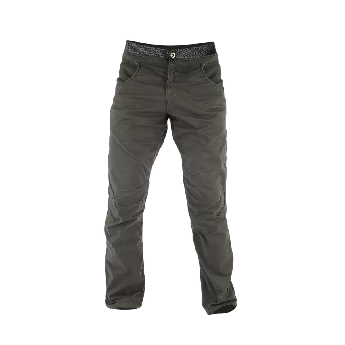 Pantalon d'escalade 4c+ Sahel pour homme en coton stretch gris avec genoux préformés et ceinture élastique intégrée