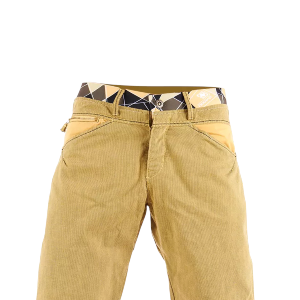 Short d'escalade 4c+ Yaniro beige en coton stretch avec ceinture Magic Belt à motifs géométriques et poches contrastées