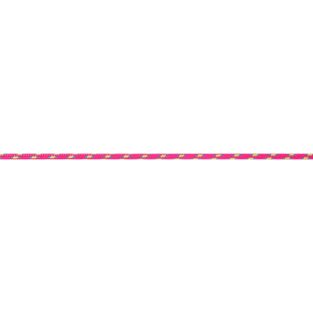 Cordelette Beal nylon 4 mm rose avec motifs clairs, gros plan horizontal de la gaine tressée