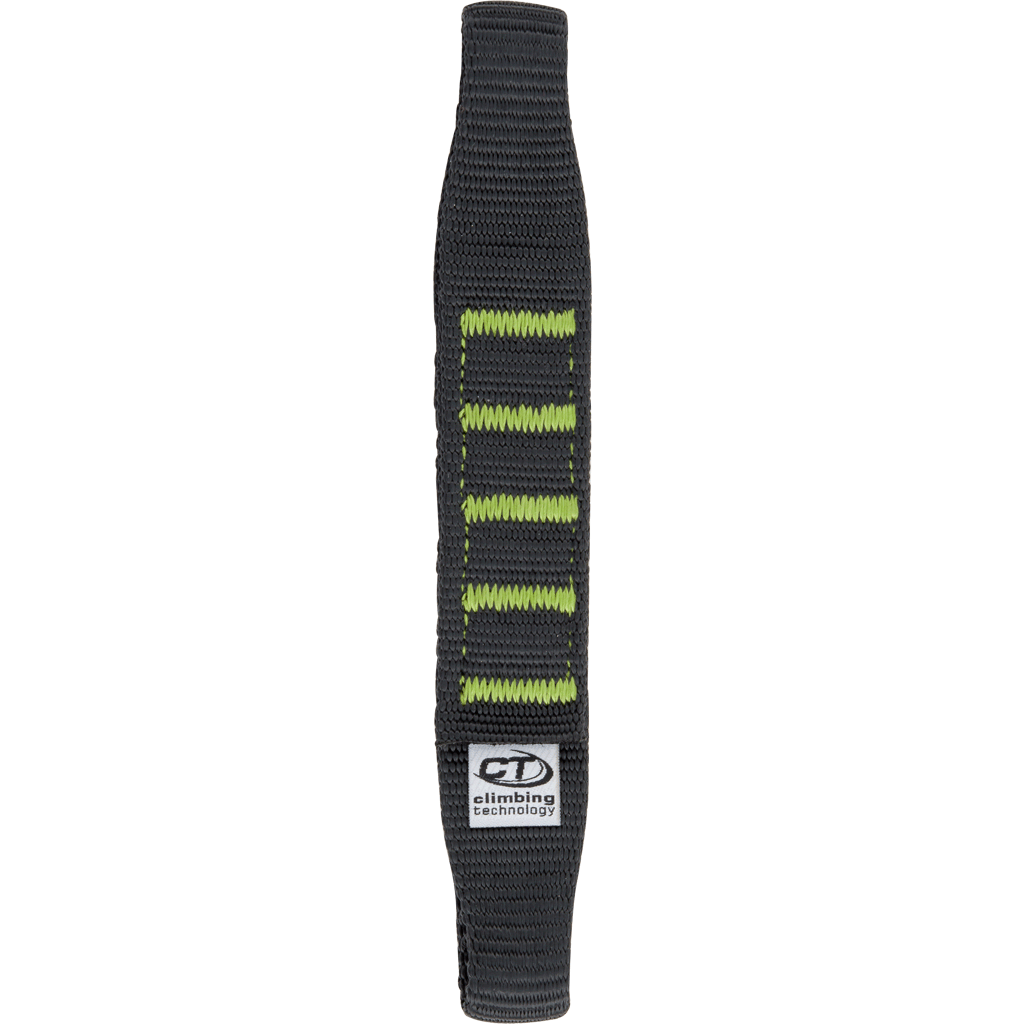 Climbing Technology Extender NY Pro, cinta de extensión negra con costuras verdes y bucles en los extremos