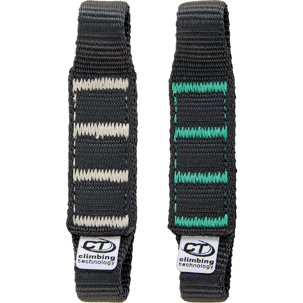Sangles de dégaine Climbing Technology Extender NY Pro noires avec coutures grises et vertes