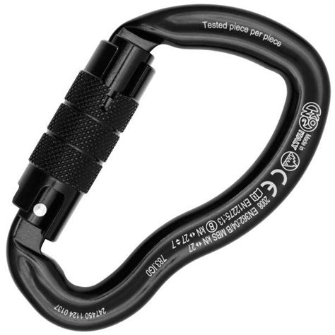 Mousqueton Kong Ergo Twist Lock Noir, aluminium 65g, 27kN, certifié EN 12275 UIAA