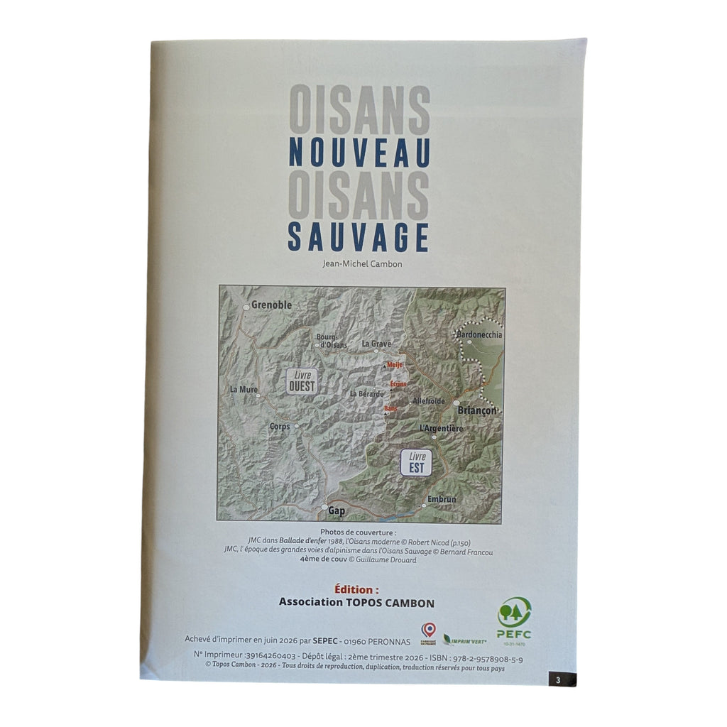 Carte de situation des secteurs d'escalade Oisans Est et Oisans Ouest – topo Jean-Michel Cambon