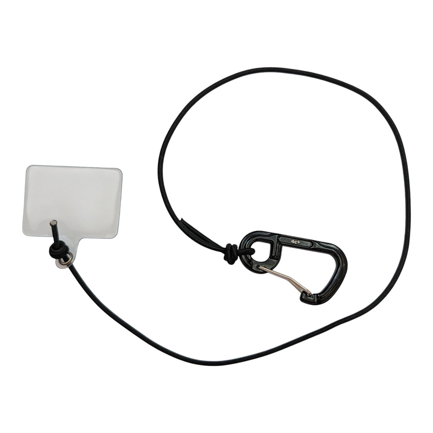 Leash Oops! avec mousqueton noir et pastille d'ancrage universelle pour coque