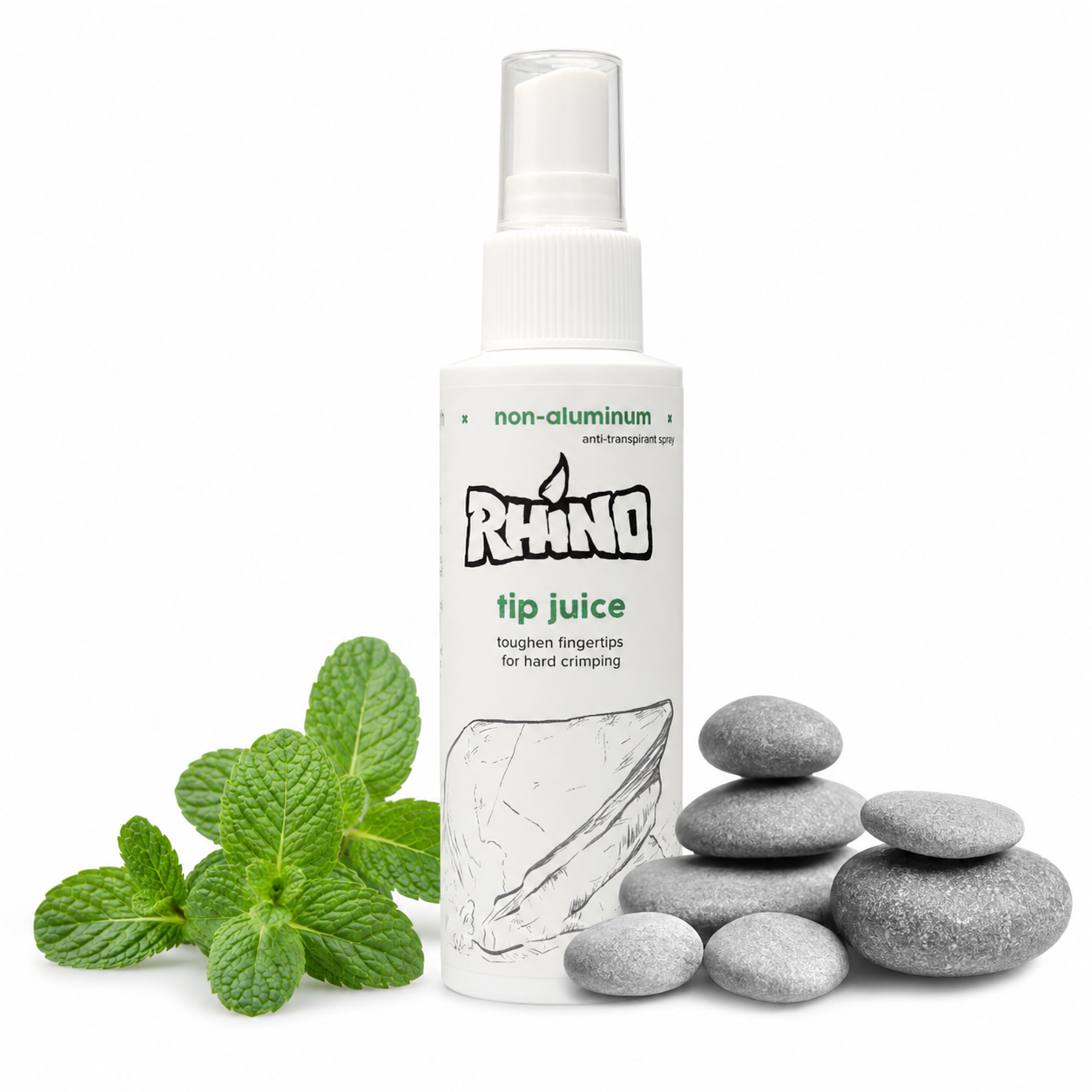 Rhino Mikey's Tip Juice – flacon avec feuilles de menthe