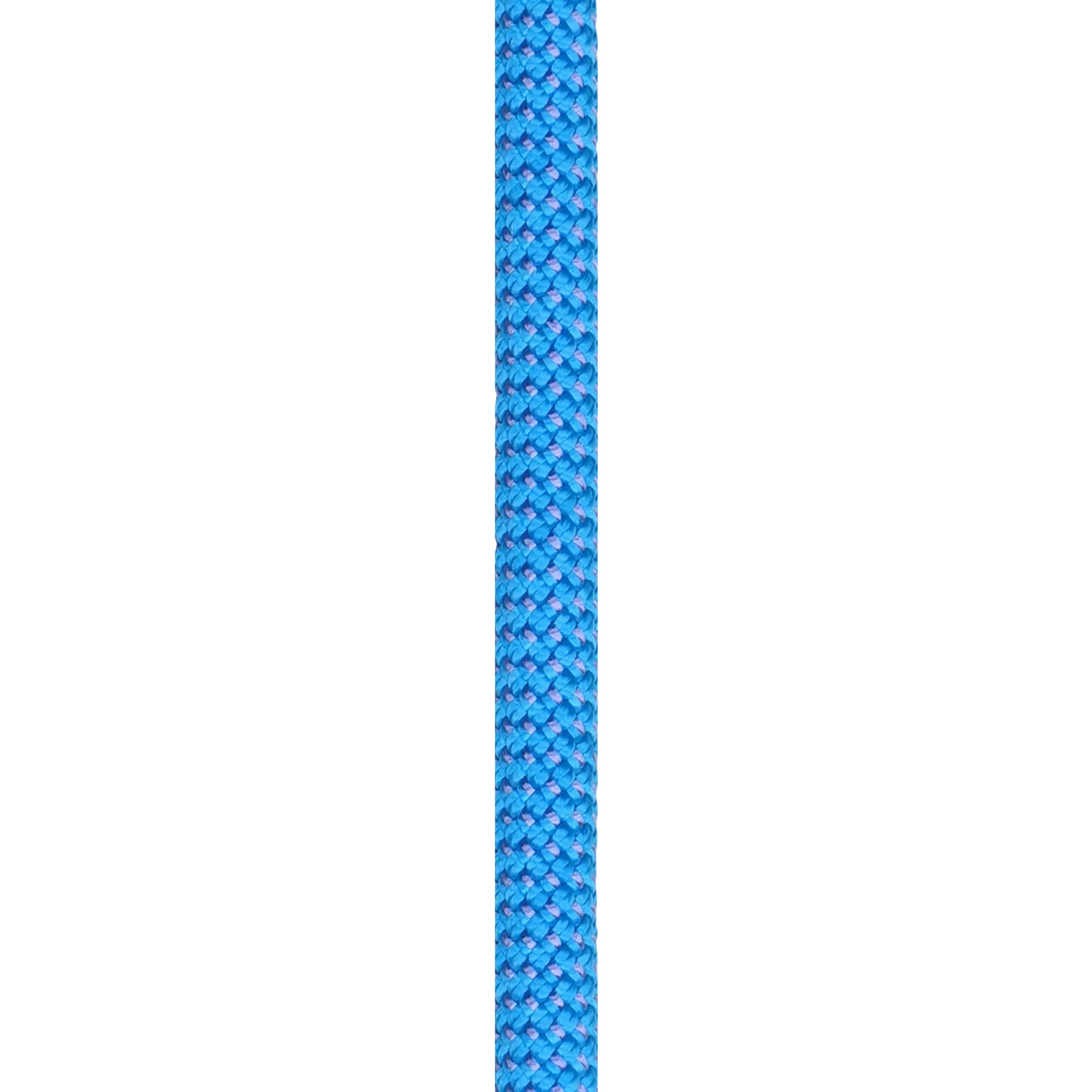 Détail du tressage de la corde Beal Joker 9,1 mm bleue pour escalade et alpinisme, avec unicore, dry cover et thermofluid.