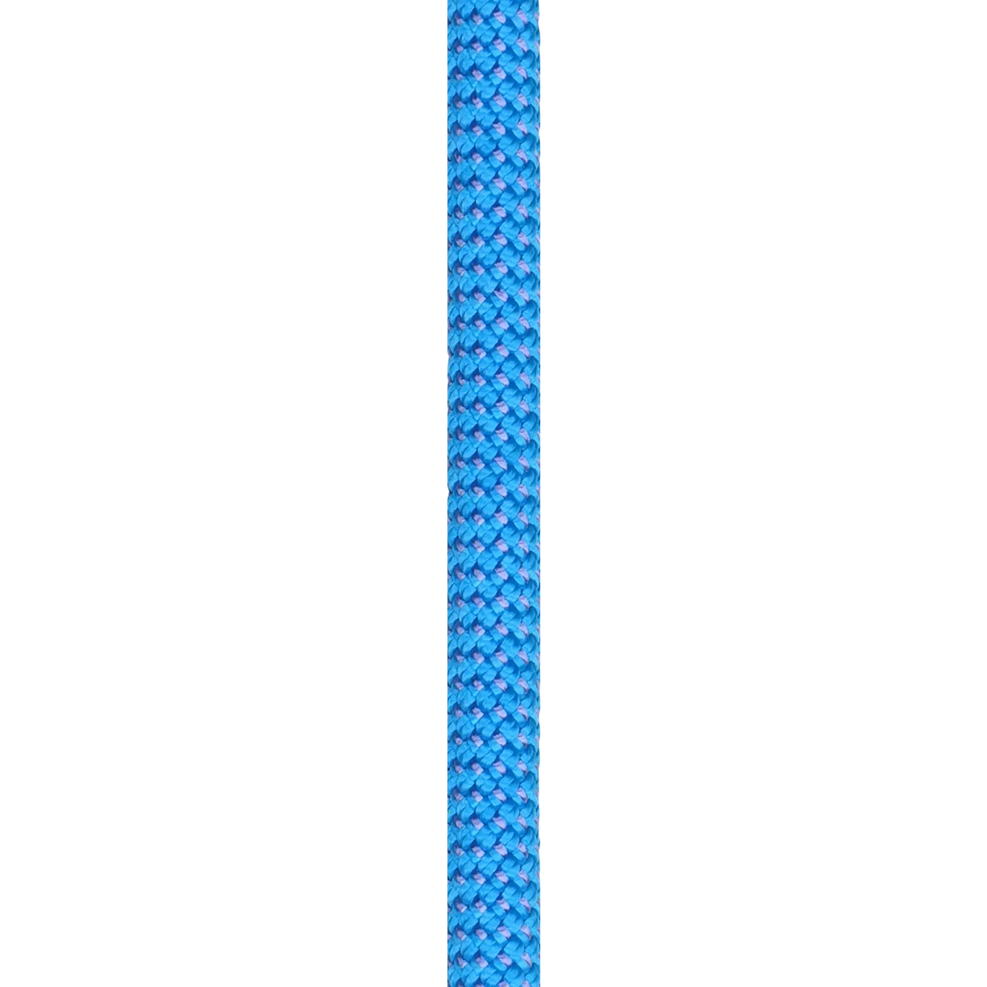 Détail du tressage de la corde Beal Joker 9,1 mm bleue pour escalade et alpinisme, avec unicore, dry cover et thermofluid.