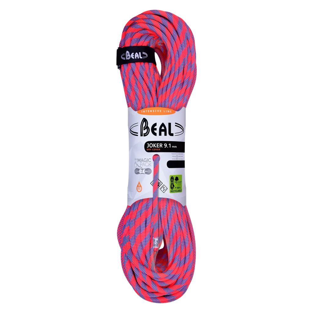 Corde Beal Joker 9,1 mm Control Safe 100m avec repère central pour extra sécurité pour l'escalade sportive.